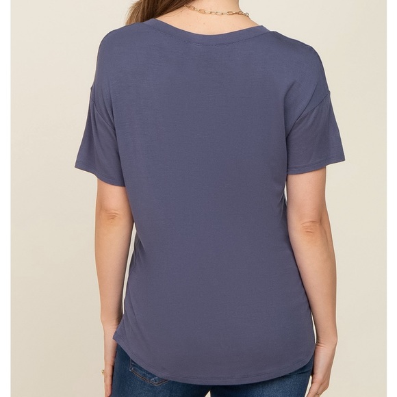 Blue V-Neck Maternity Top from Pink Blush - Size XL - Picture 3 of 8